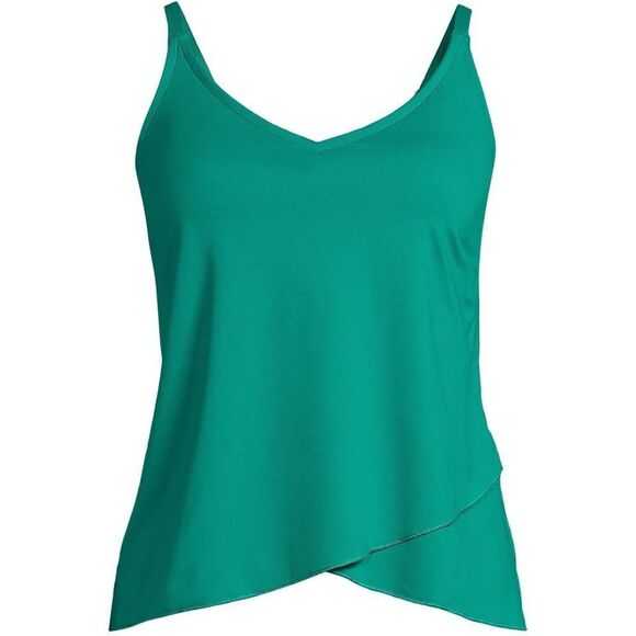 Land’s End Plus size tulip hem adjust straps soft cup tankini Island Emerald Var - Picture 2 of 5